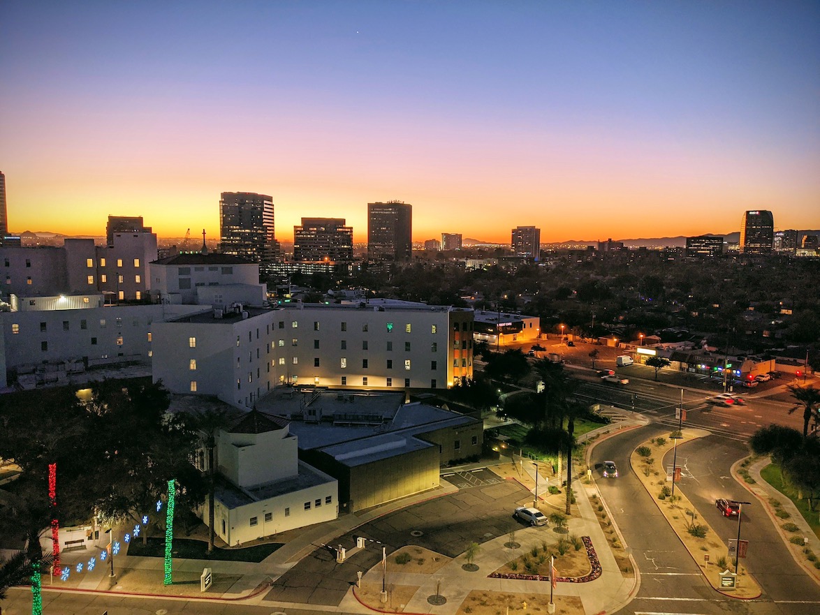 Sunrise over our local hospital.